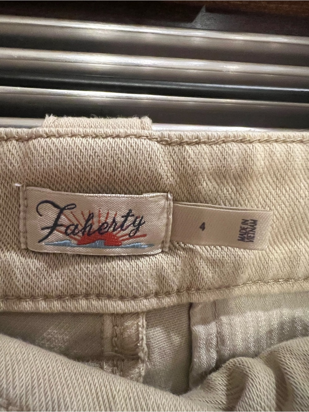 Women’s FAHERTY COASTLINE KNIT CHINOS BEIGE TAN KHAKIS STRETCH CASUAL SIZE 4 - Picture 5 of 12